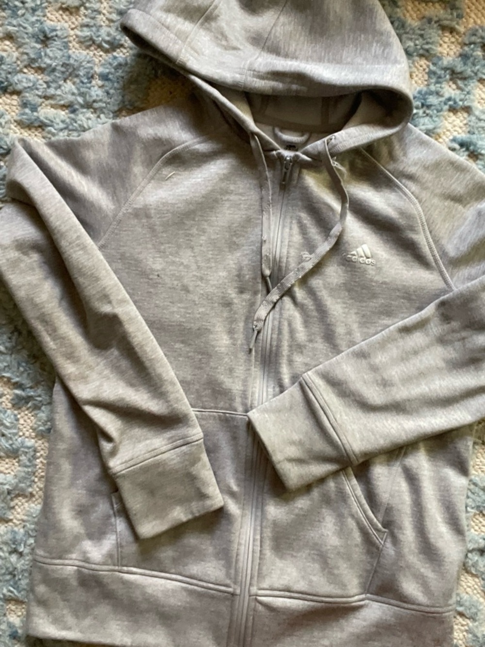 adidas Men's Light Gray Full-Zip Hoodie